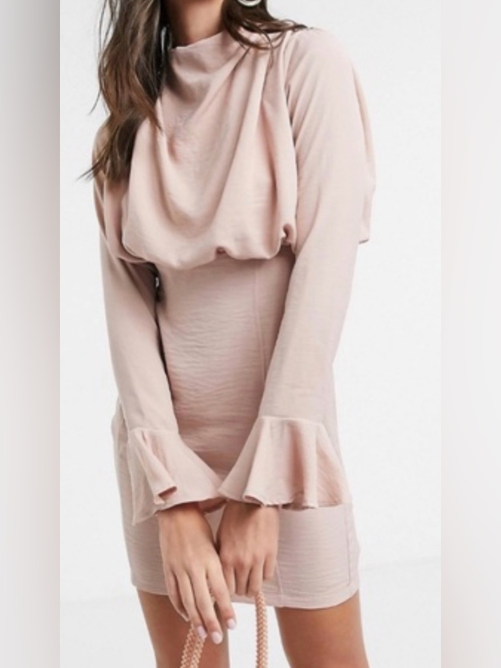 Blush Pink Ruffle Sleeve Dress